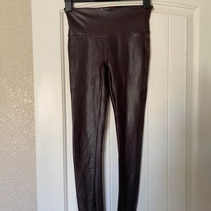 Spanx faux leather leggings Small Wine